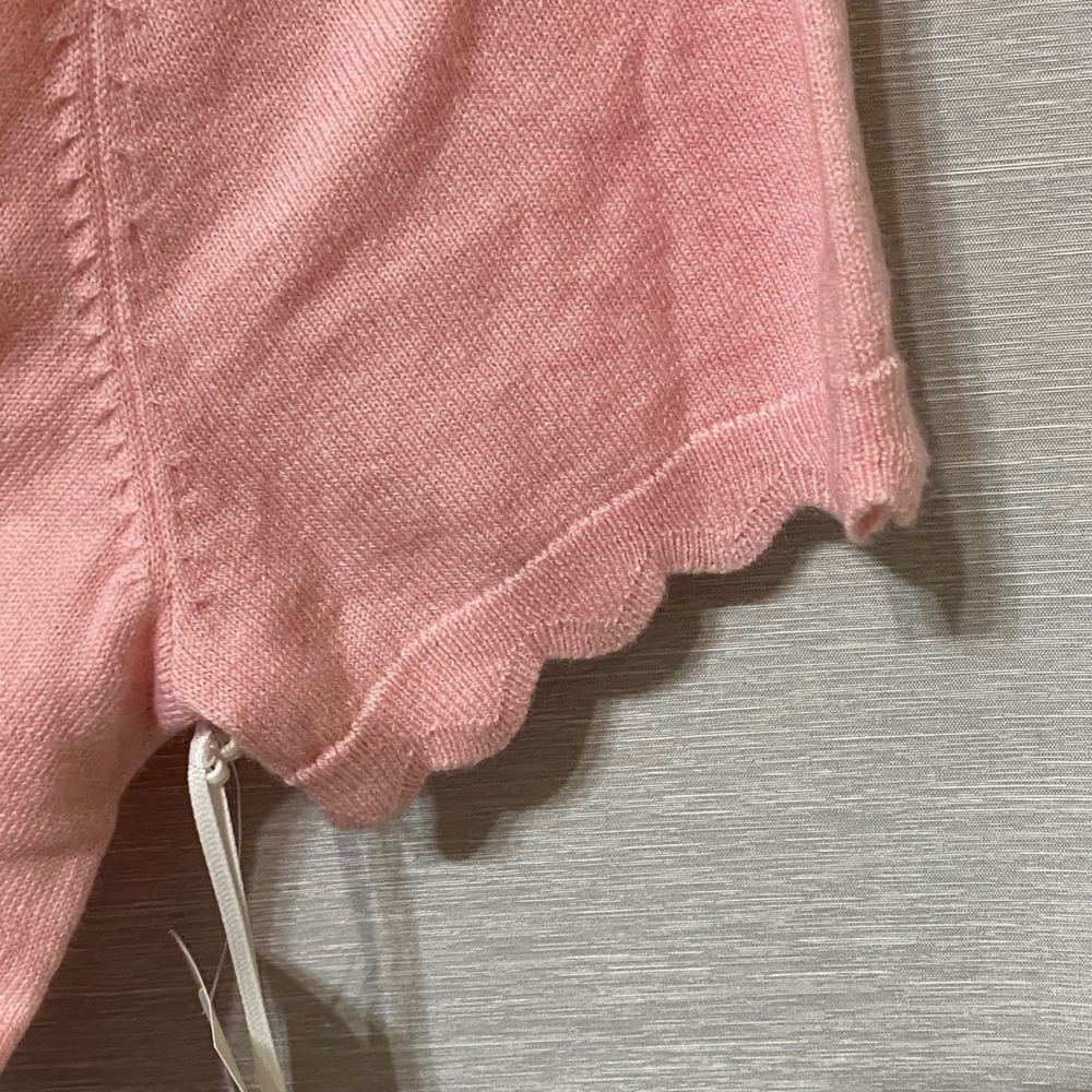 Cece Womens Scallop Trim Short Sleeve Knit Sweater Top Pink Almond Blossom L - Picture 5 of 7